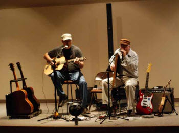 "Berchtold and Stear" playing at the Hickory Ridge Coffeehouse located inside Dixon Mounds Museum.